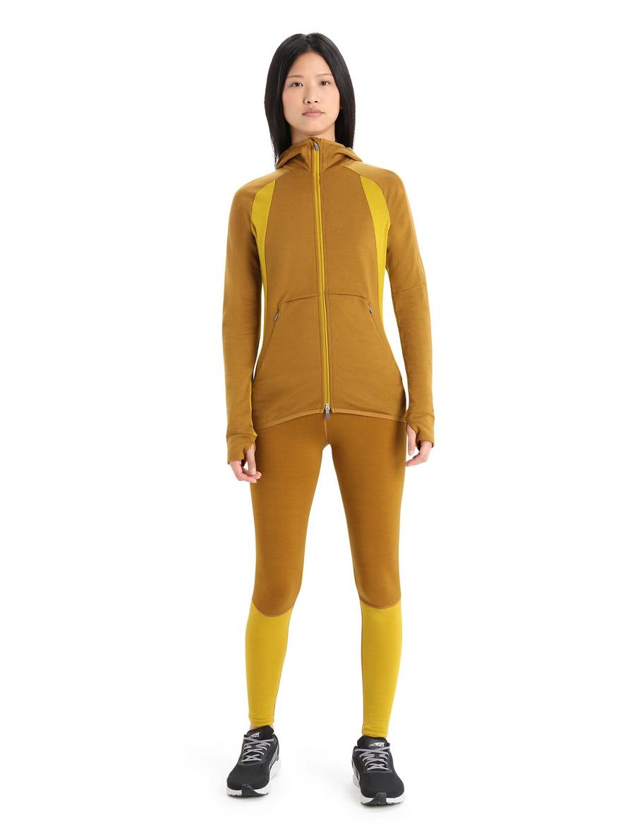 Clove / Silent Gold Icebreaker ZoneKnit™ Merino Long Sleeve Zip Women's Hoodie | AU 1673UZGT